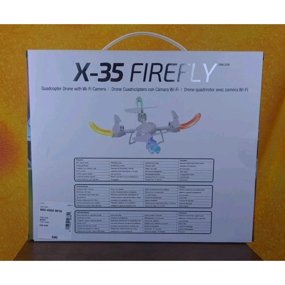 X-35 Firefly Quadcopter White Drone Wi-Fi Camera &‎ LED Lights DRWL335W